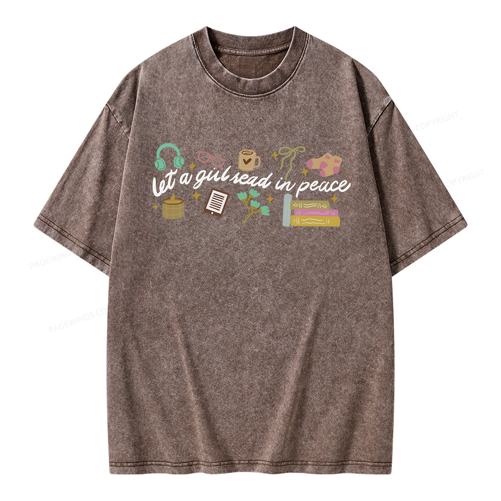 Pagewings Let a Girl Read in Peace Unisex Washed T-shirt