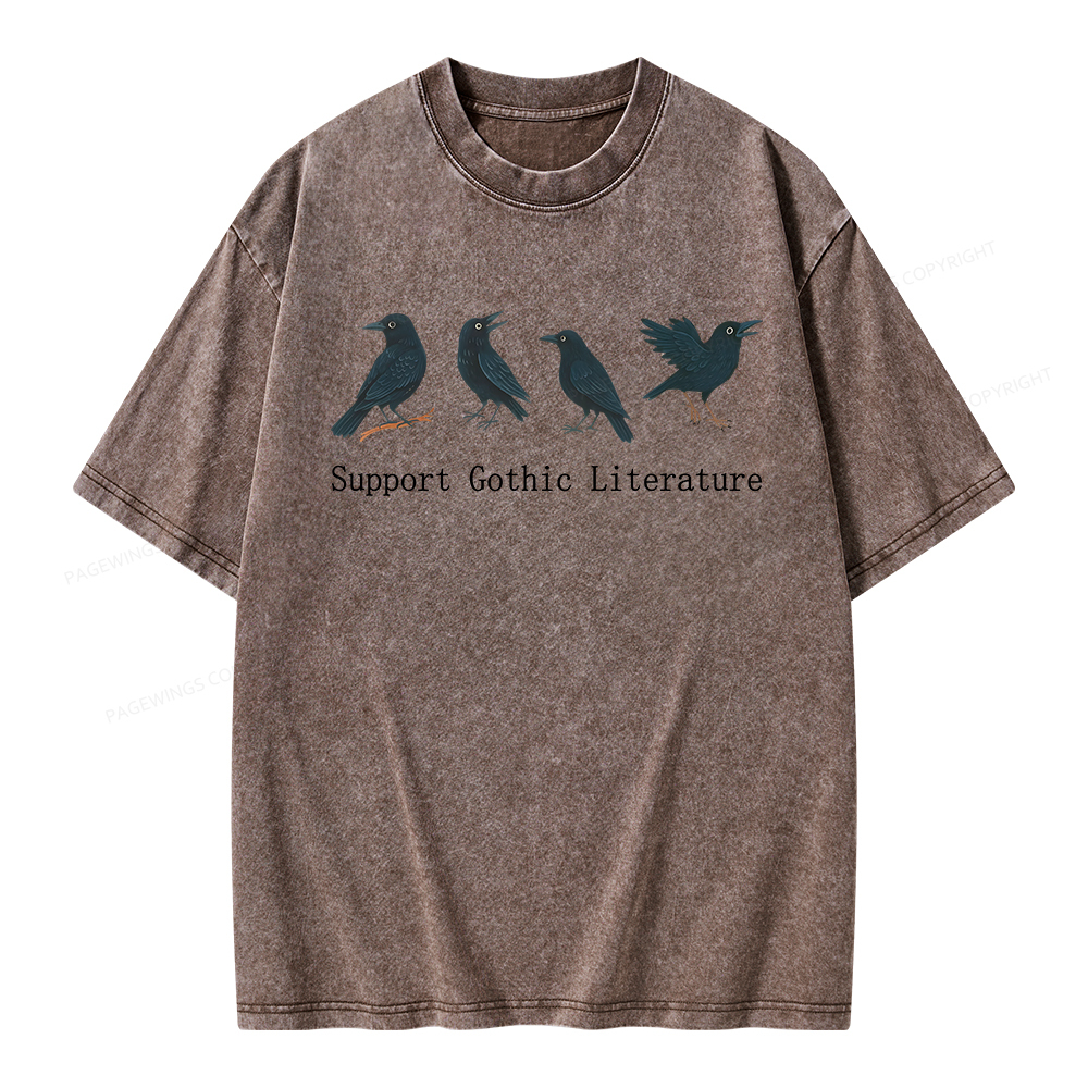 Pagewings Support Gothic Literature Unisex Washed T-shirt