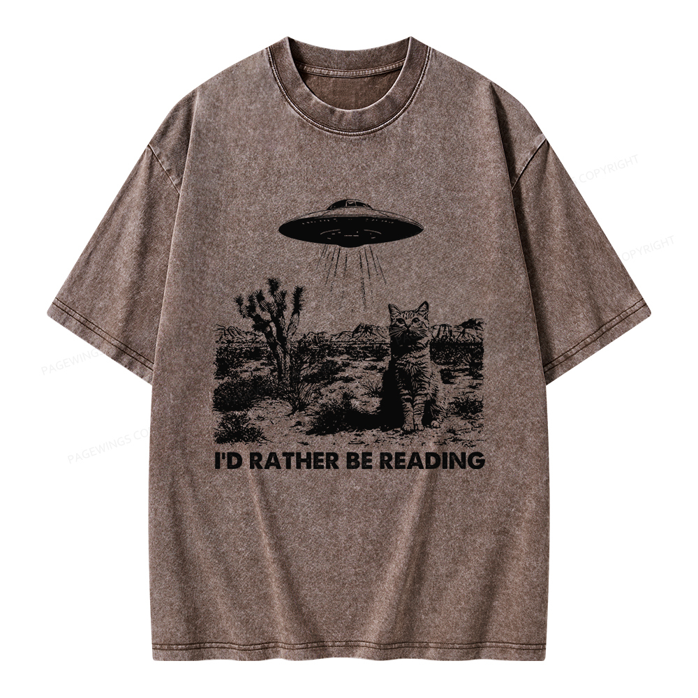 Pagewings I'd Rather Be Reading Unisex Washed T-shirt