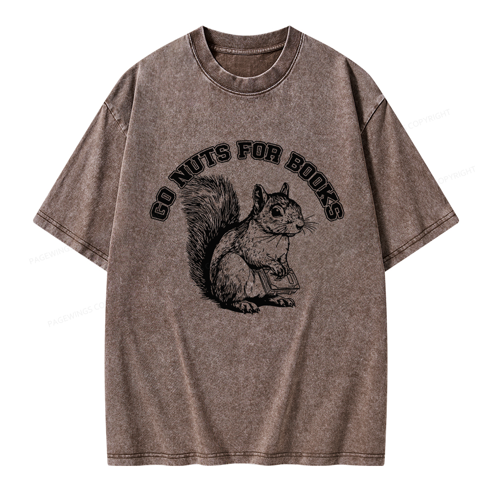Pagewings Go Nuts For Books Unisex Washed T-shirt