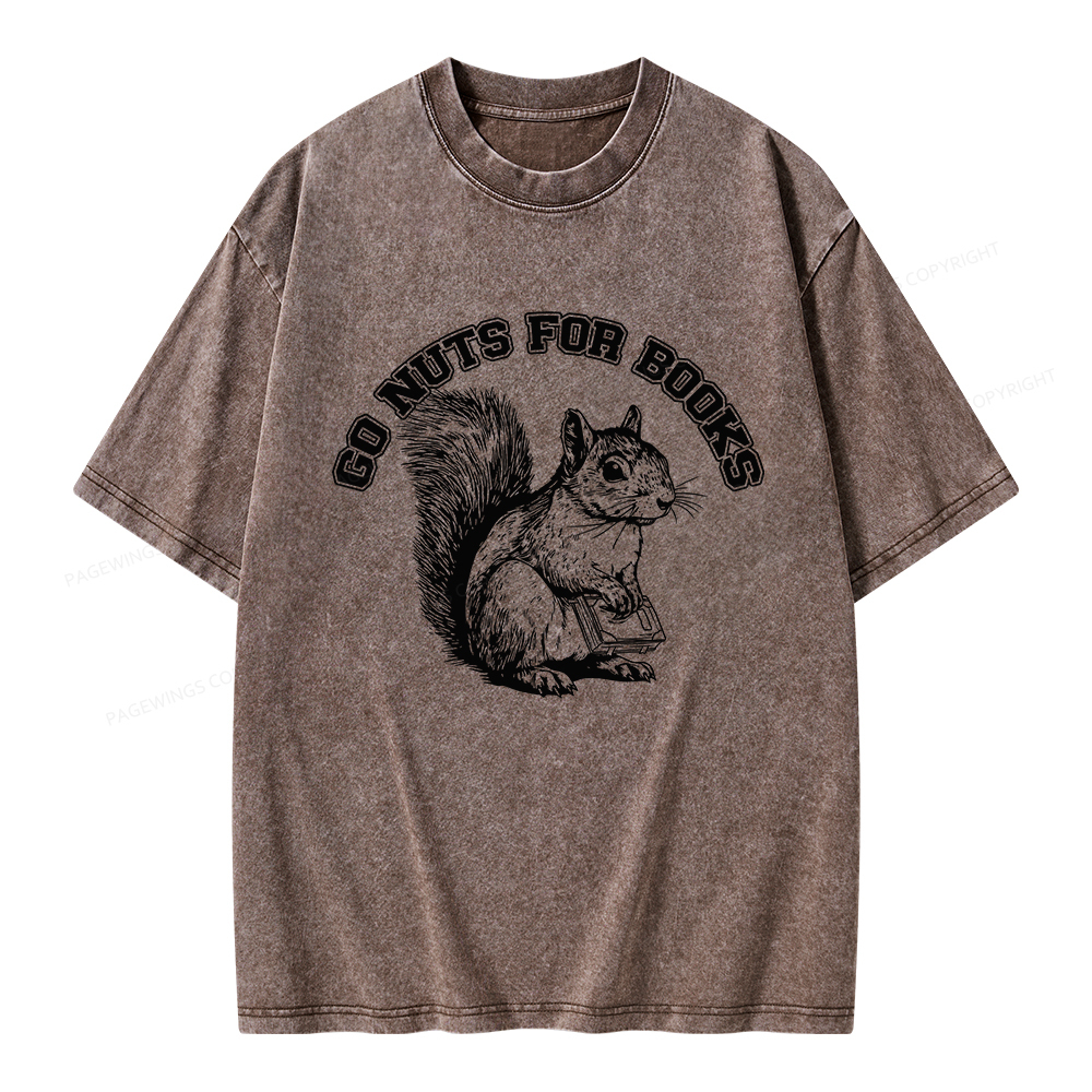 Pagewings Go Nuts For Books Unisex Washed T-shirt