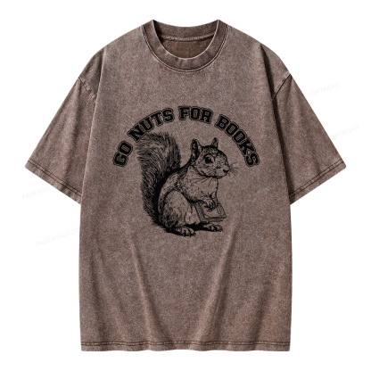 Pagewings Go Nuts For Books Unisex Washed T-shirt