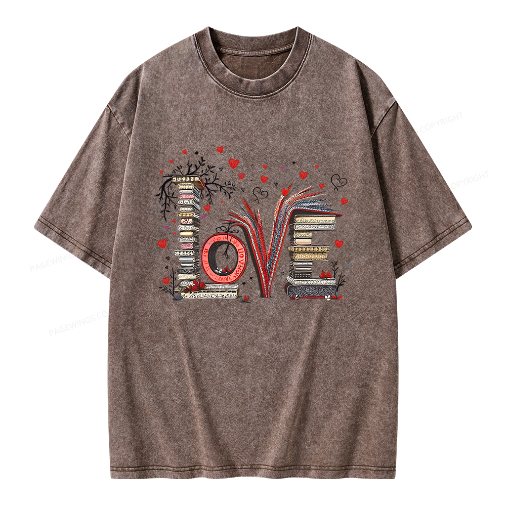 Pagewings Love Books Unisex Washed T-shirt