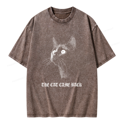 Pagewings The Cat Came Back Unisex Washed T-shirt