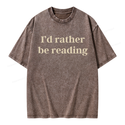 Pagewings I'd Rather Be Reading Unisex Washed T-shirt
