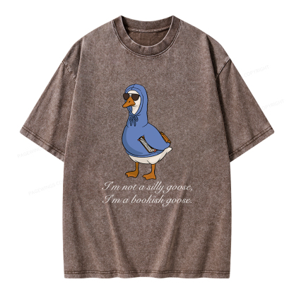 Pagewings I’m Not A Silly Goose I’m A Bookish Goose Unisex Washed T-shirt