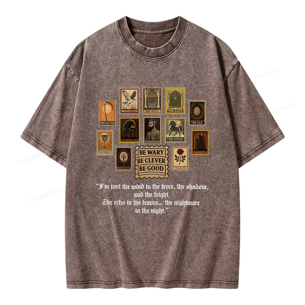 Pagewings Be Wary Be Clever Be Good Unisex Washed T-shirt