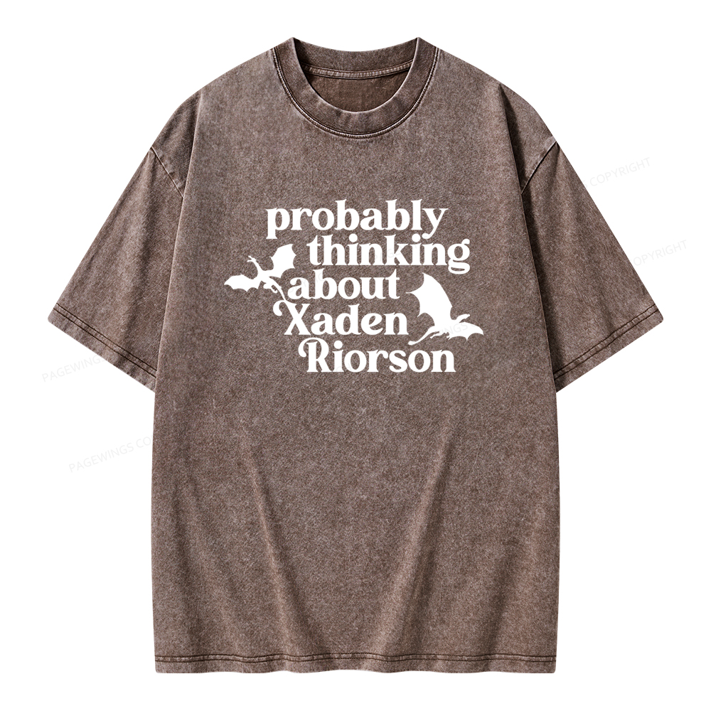 Pagewings Probably Thinking About Xaden Riorson Unisex Washed T-shirt