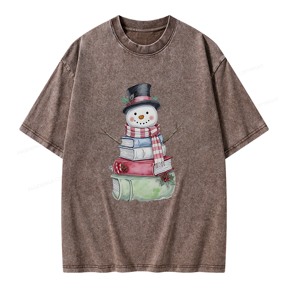 Pagewings Snowman Book Unisex Washed T-shirt
