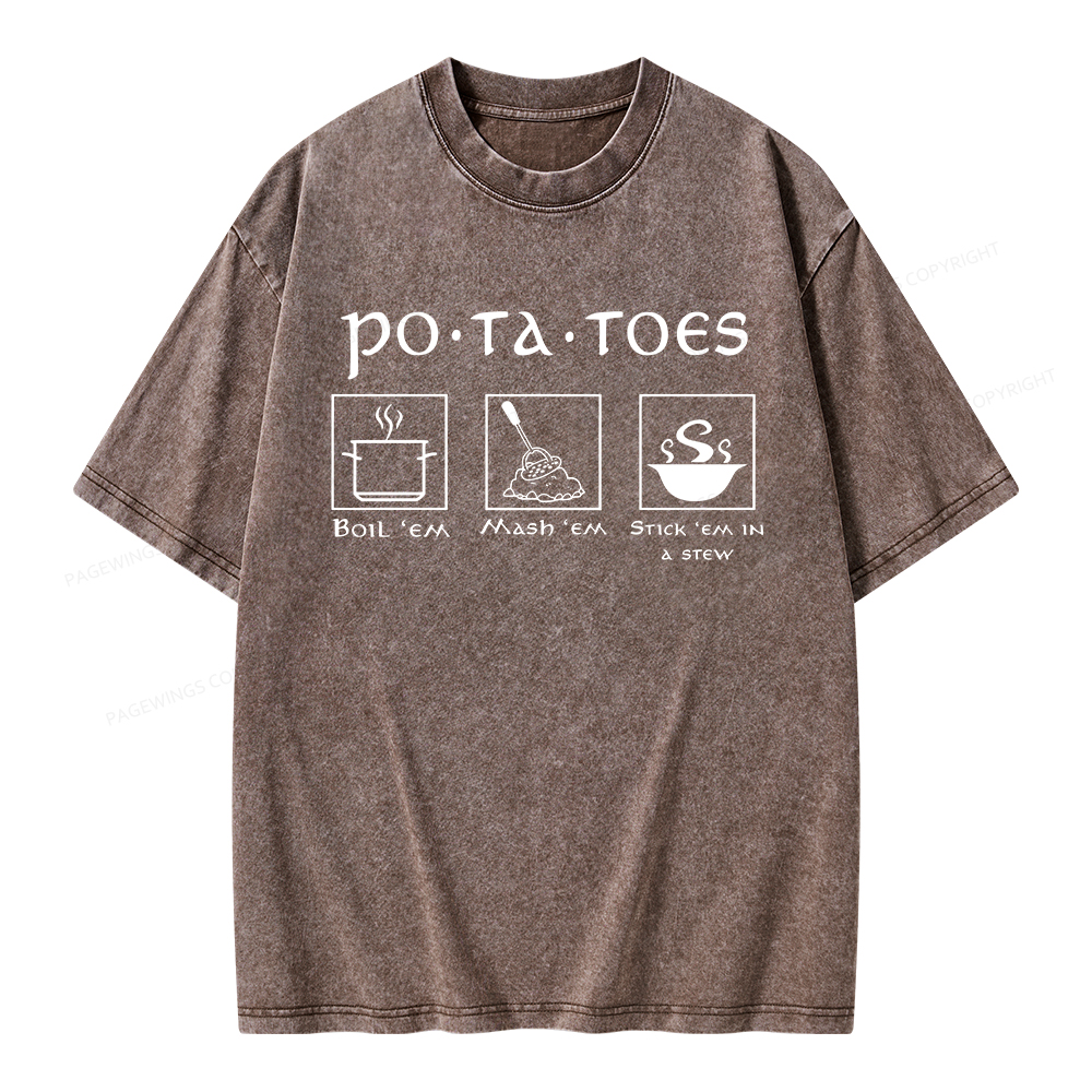 Pagewings Potatoes Unisex Washed T-shirt