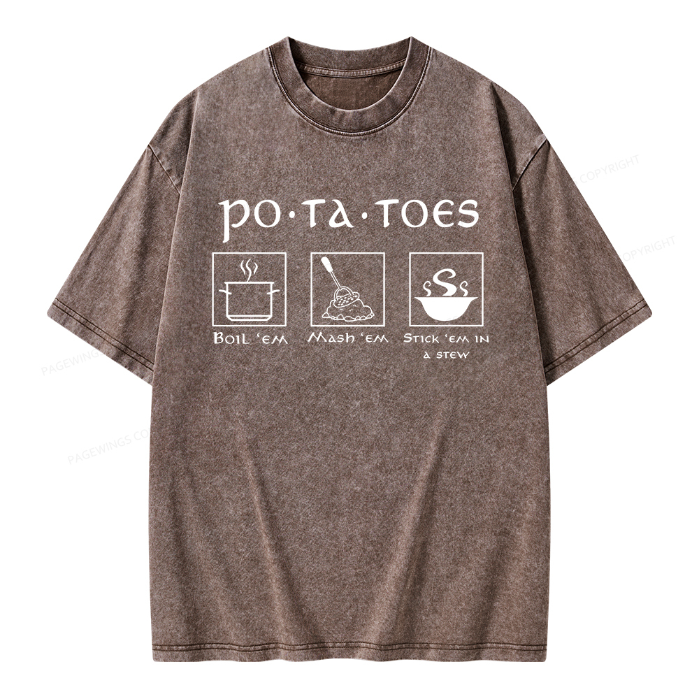 Pagewings Potatoes Unisex Washed T-shirt