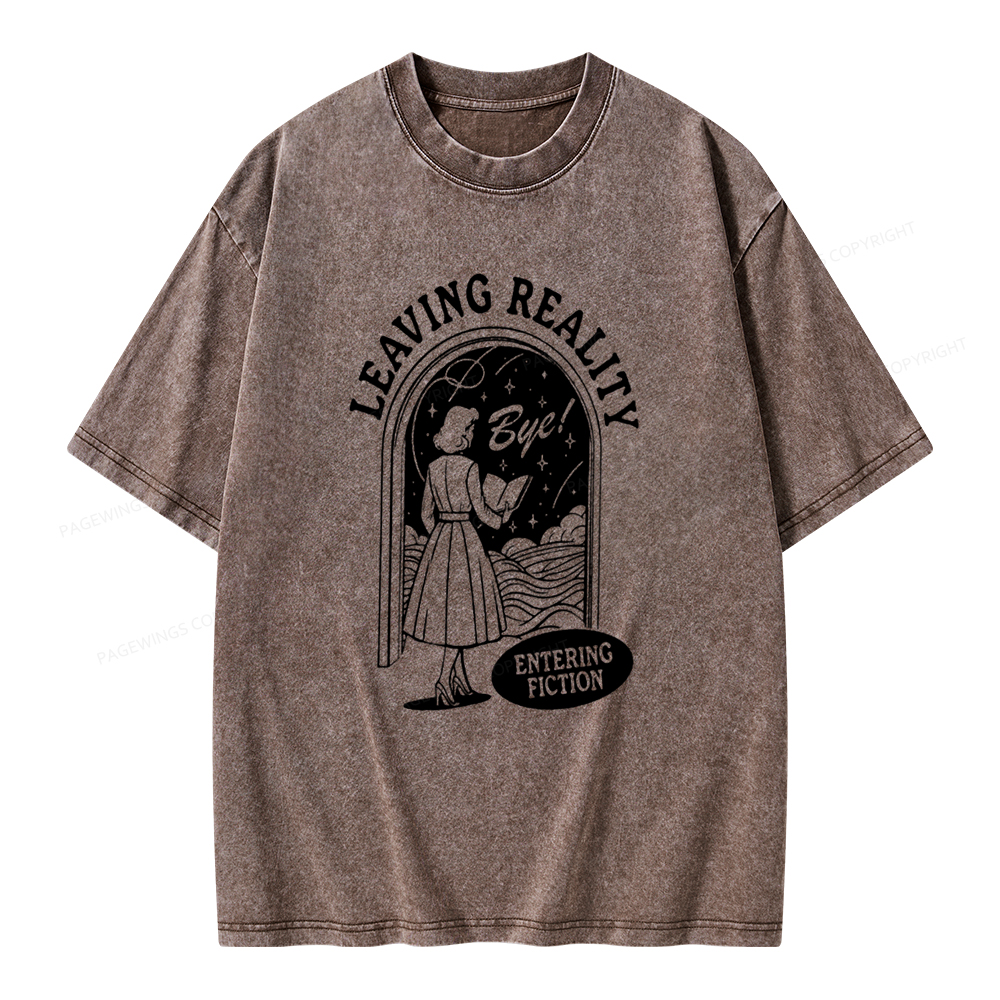 Pagewings Leaving Reality Entering Fiction Shirt Unisex Washed T-shirt