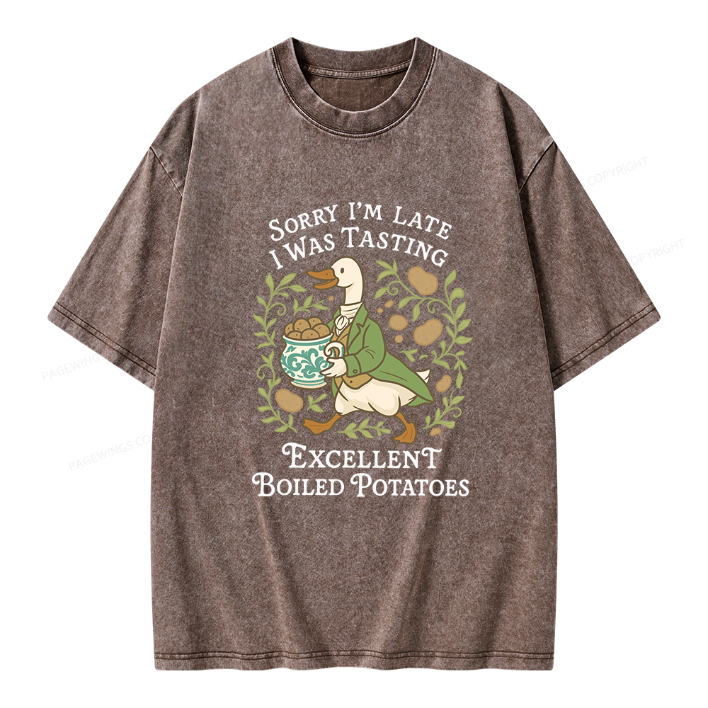 Pagewings Boiled Potatoes Unisex Washed T-shirt