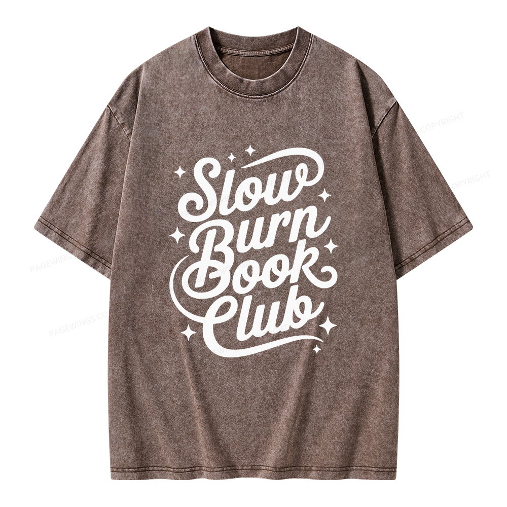 Pagewings Slow Burn Book Club Unisex Washed T-shirt