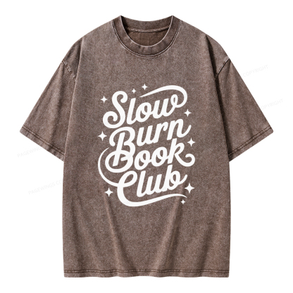 Pagewings Slow Burn Book Club Unisex Washed T-shirt