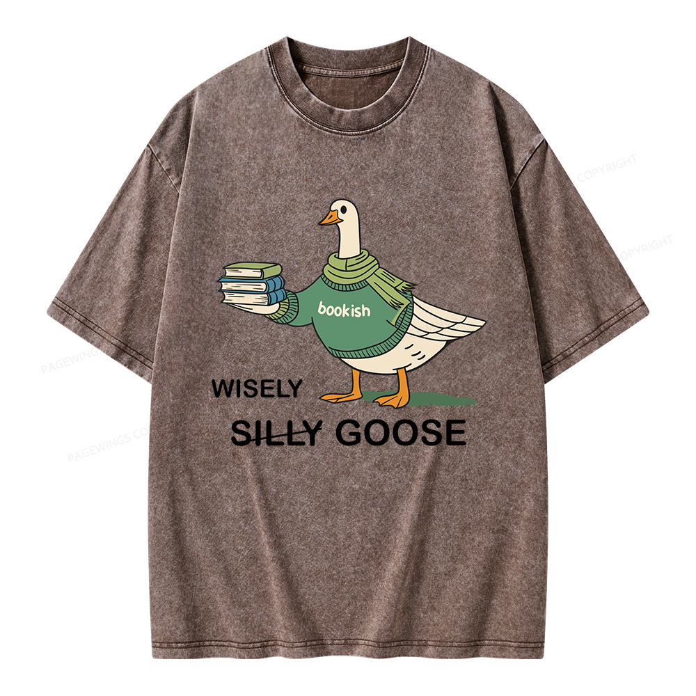 Pagewings Wisely Silly Goose  Unisex Washed T-shirt