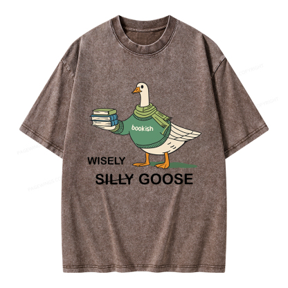 Pagewings Wisely Silly Goose  Unisex Washed T-shirt