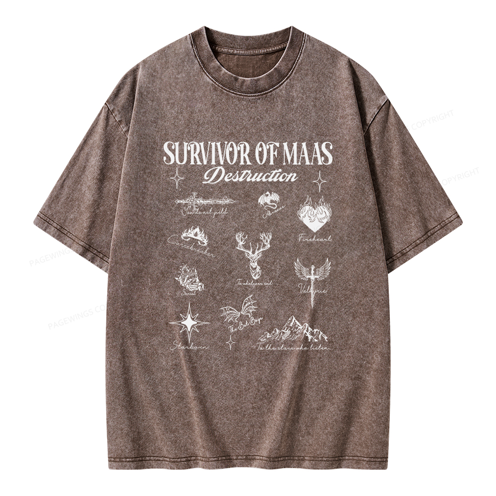 Pagewings Survivor of Maas Unisex Washed T-shirt