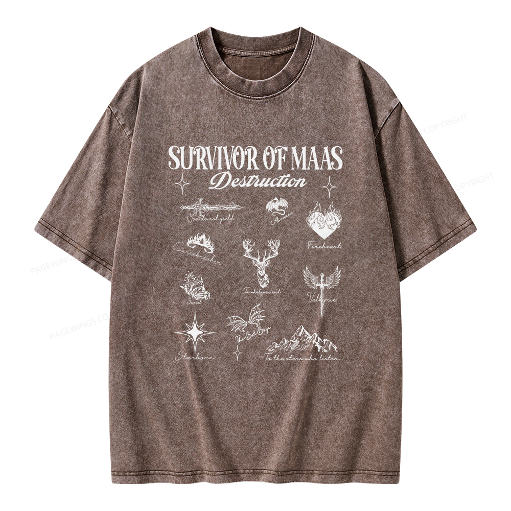 Pagewings Survivor of Maas Unisex Washed T-shirt