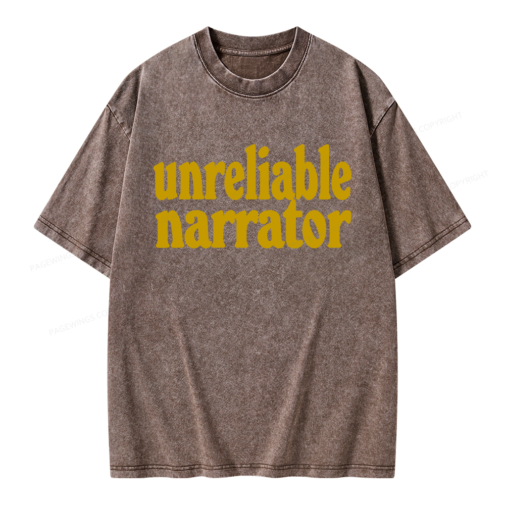 Pagewings Unreliable Narrator Unisex Washed T-shirt