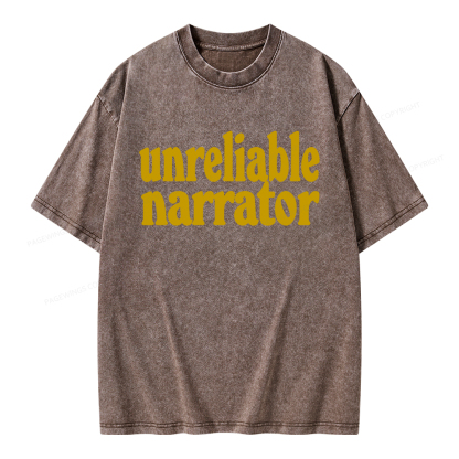 Pagewings Unreliable Narrator Unisex Washed T-shirt