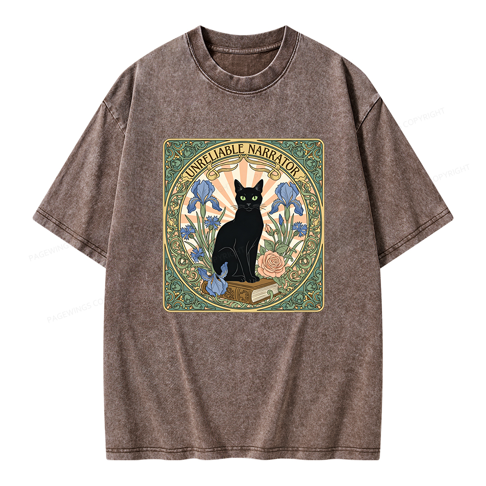 Pagewings Unreliable Narrator Unisex Washed T-shirt