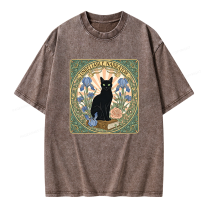 Pagewings Unreliable Narrator Unisex Washed T-shirt