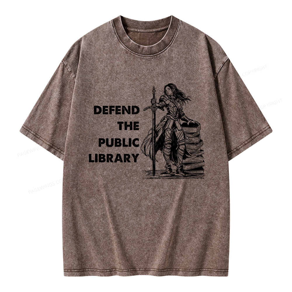Pagewings Defend The Public Library Unisex Washed T-shirt