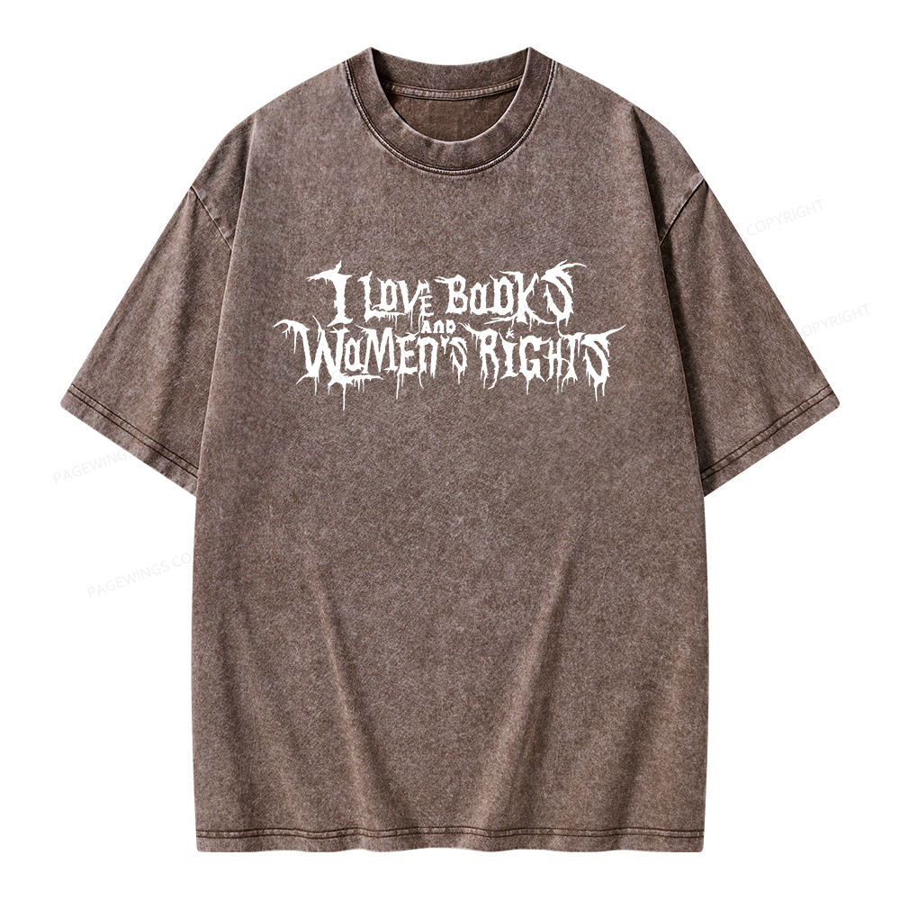 Pagewings I Love Books And Women's Rights Unisex Washed T-shirt