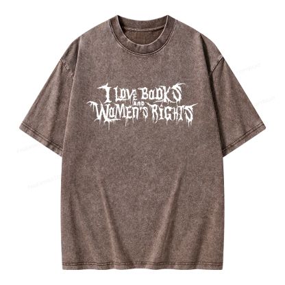 Pagewings I Love Books And Women's Rights Unisex Washed T-shirt