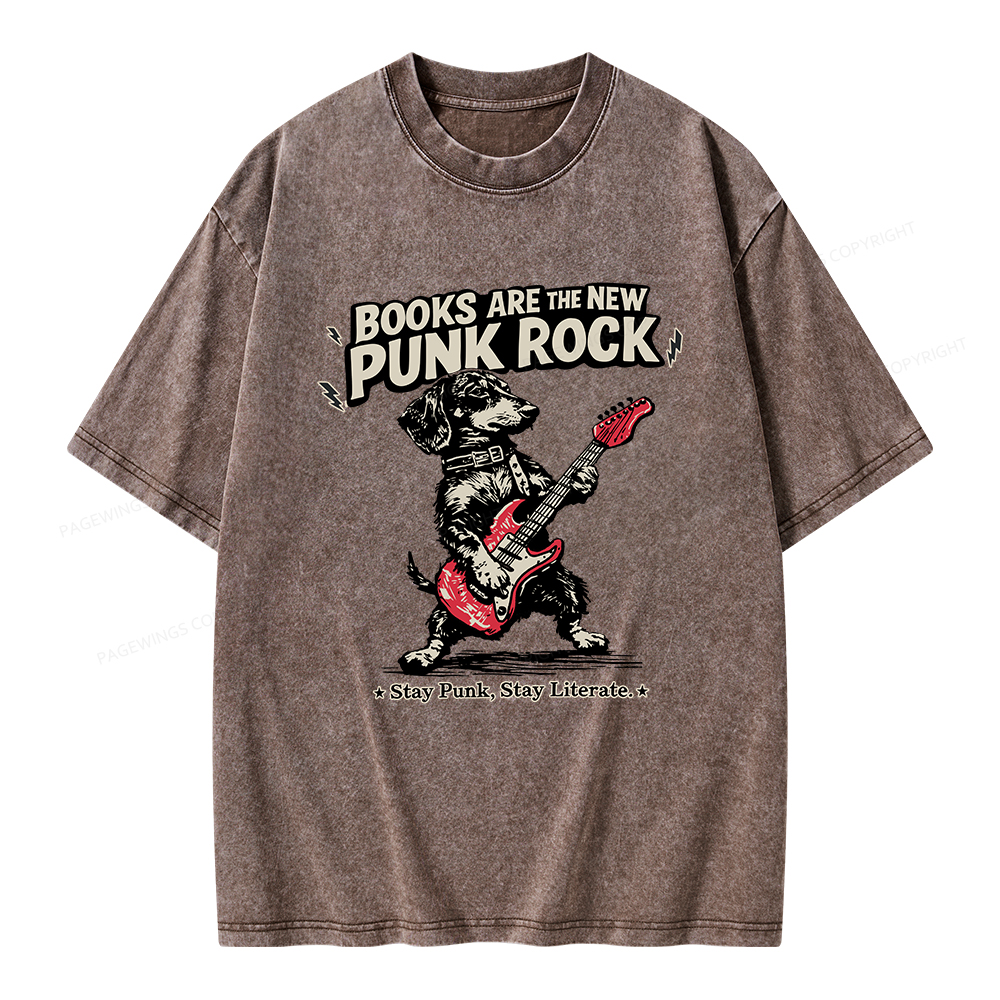 Pagewings Books Are the New Punk Rock Unisex Washed T-shirt
