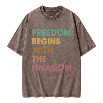 Pagewings Freedom Begins With The Freadom Unisex Washed T-shirt
