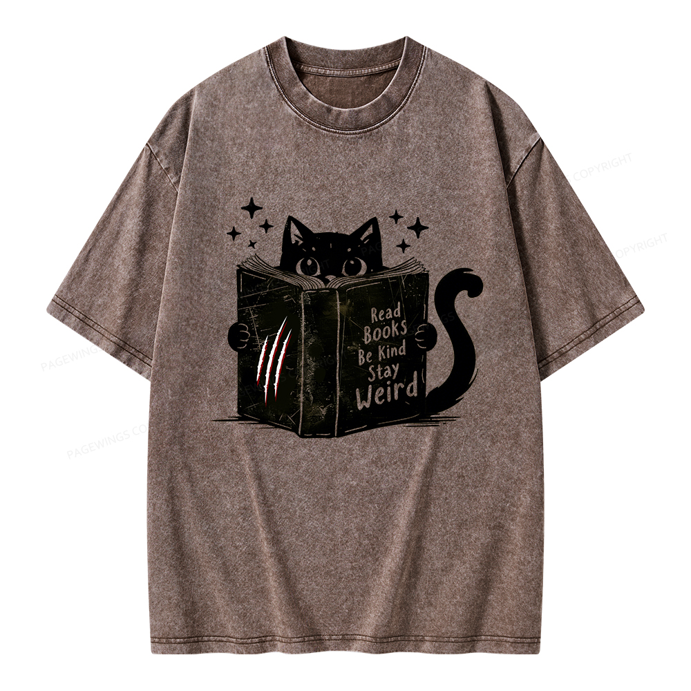 Pagewings Read Books Be Kind Stay Weird Unisex Washed T-shirt