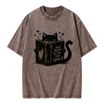 Pagewings Read Books Be Kind Stay Weird Unisex Washed T-shirt