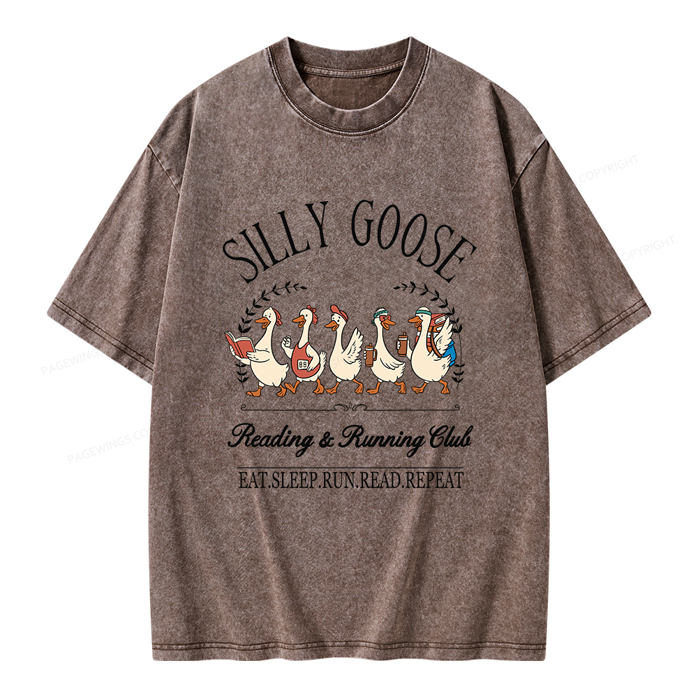 Pagewings  Silly Goose Reading And Running Club Unisex Washed T-shirt