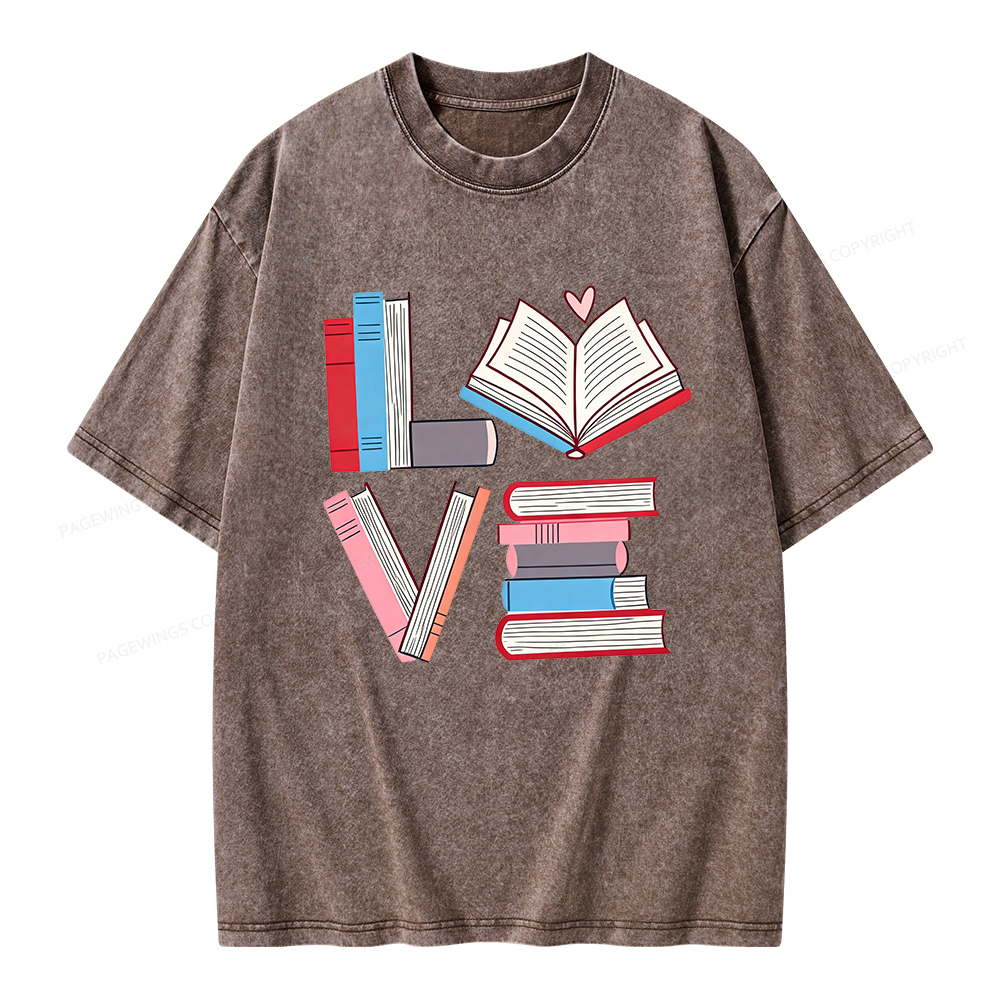 Pagewings  Books Lovers Valentines Unisex Washed T-shirt