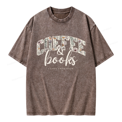 Pagewings Coffee And Books Unisex Washed T-shirt