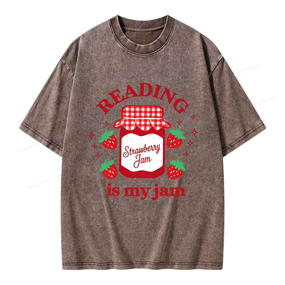 Pagewings Valentines Day Reading is My Jam Unisex Washed T-shirt