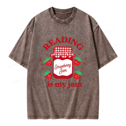 Pagewings Valentines Day Reading is My Jam Unisex Washed T-shirt
