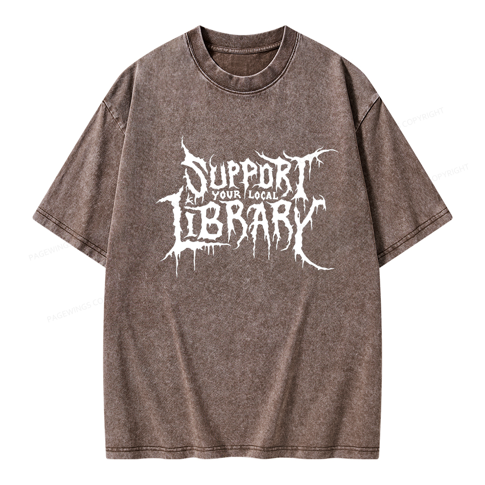 Pagewings Support Your Local Library Unisex Washed T-shirt