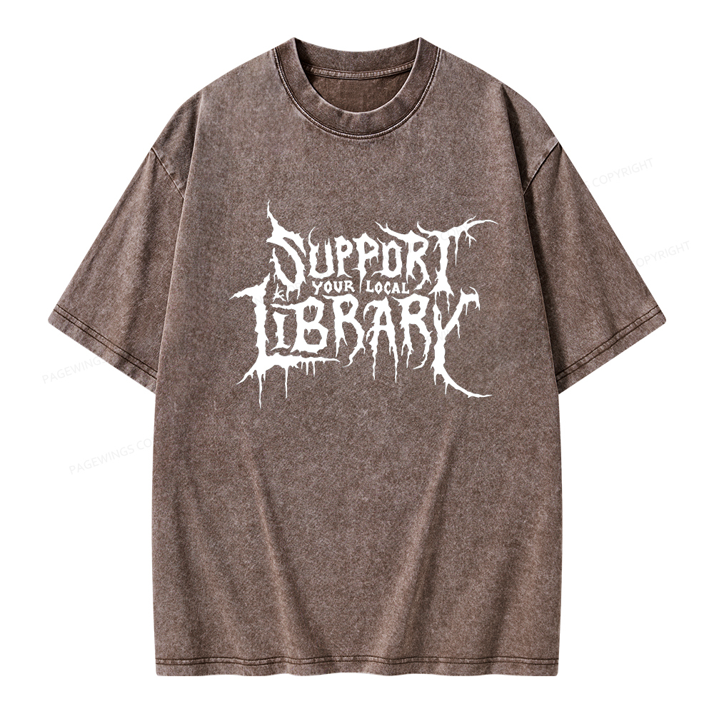 Pagewings Support Your Local Library Unisex Washed T-shirt