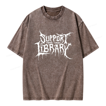 Pagewings Support Your Local Library Unisex Washed T-shirt