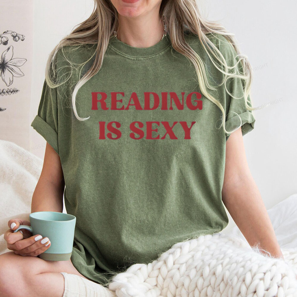 Pagewings Reading Is Sexy Shirt, Book Lover Shirt Unisex Washed T-shirt