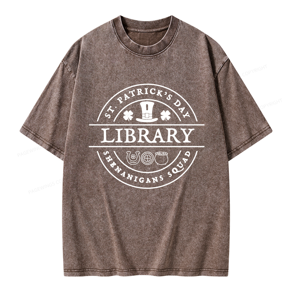 Pagewings St. Patrick's Day Library Unisex Washed T-shirt