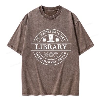 Pagewings St. Patrick's Day Library Unisex Washed T-shirt