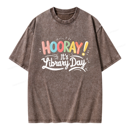 Pagewings Library Day Unisex Washed T-shirt