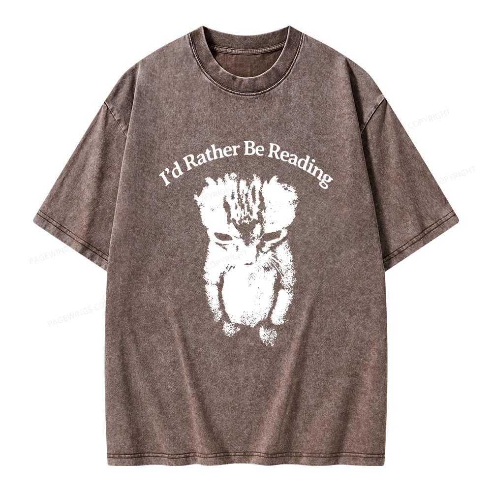 Pagewings I’d Rather Be Reading Unisex Washed T-shirt