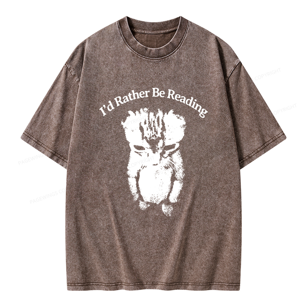 Pagewings I’d Rather Be Reading Unisex Washed T-shirt