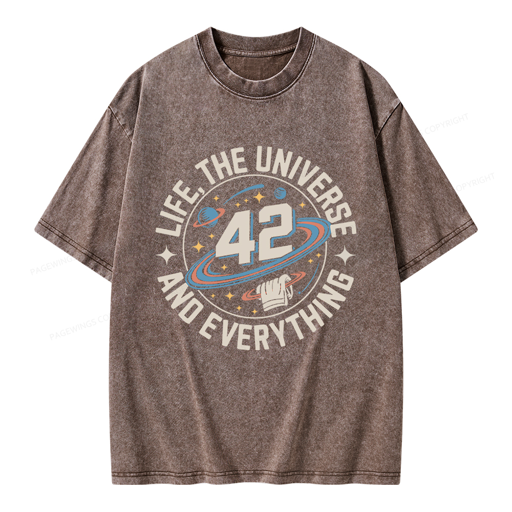 Pagewings Life The Universe And Everything Unisex Washed T-shirt