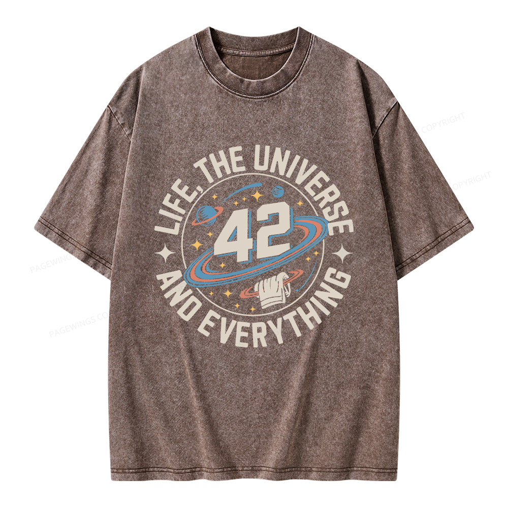 Pagewings Life The Universe And Everything Unisex Washed T-shirt